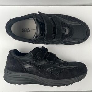 SAS JV Mesh Sneakers Black Hook and Loop Straps Walking Shoes - Mens Size 13 W